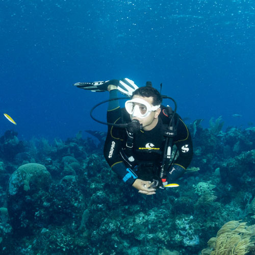 Underwater diver wearing the Men's Sport 3mm Steamer