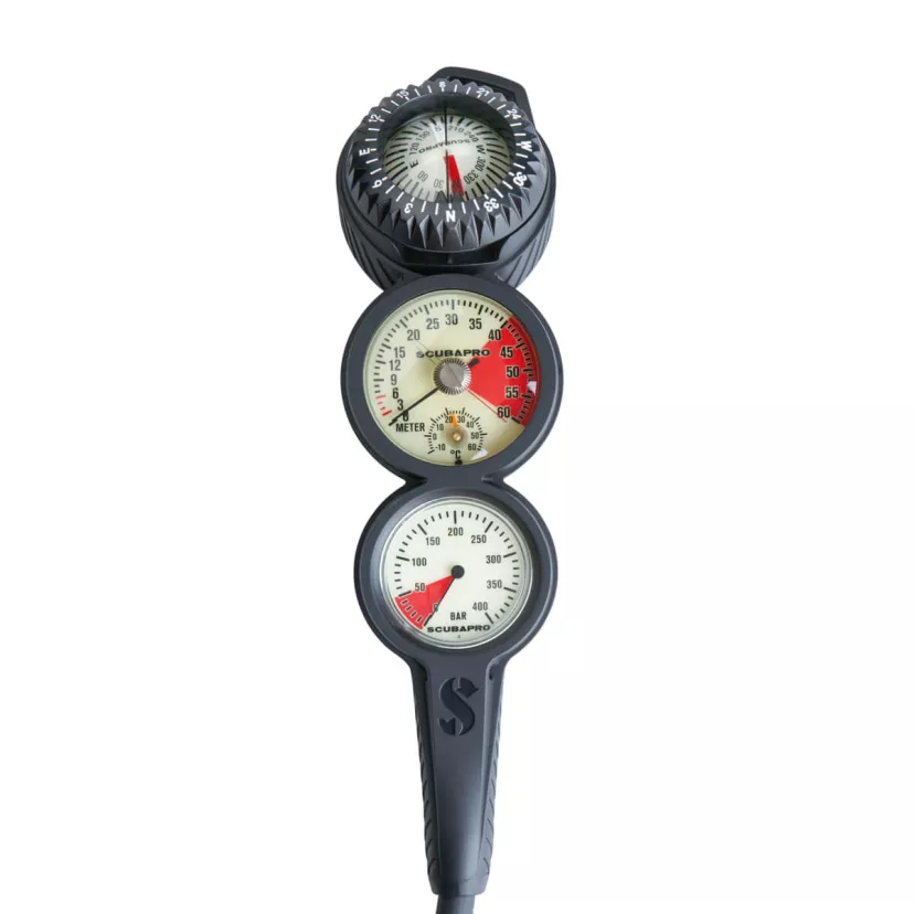 3-Gauge In-line Dive Console w/ FS-2 Compass, Pgbar Dgm