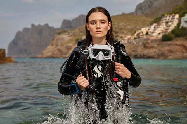 diver coming out of the water